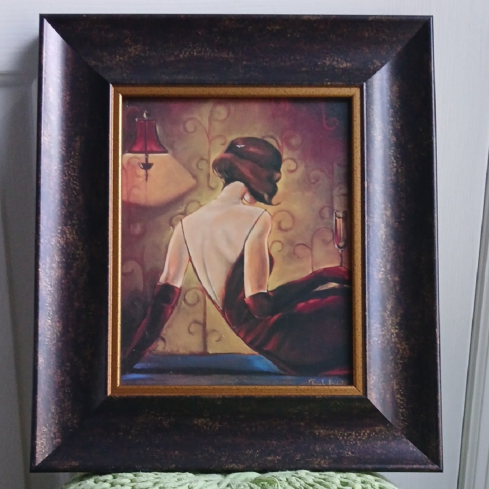 ✨ Pair of Signed Trish Biddle Art Prints – Art Deco Elegance with Character